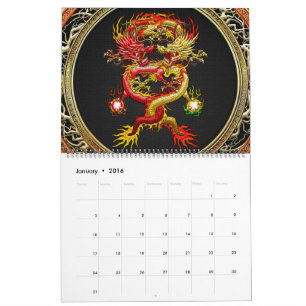 Calendario [100] Dragones rojos y amarillos