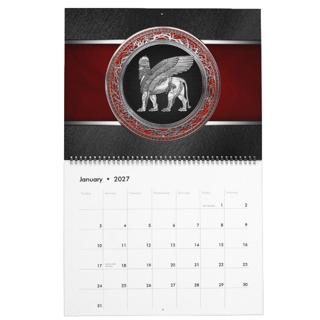 Calendario [100] León alado asirio - Plata Lamassu (Jan 2027)