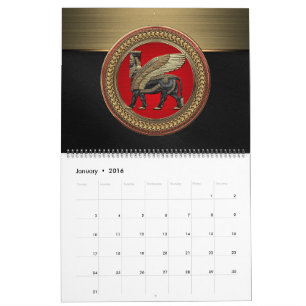 Calendario [100] Toro alado asirio: Oro y Lamassu negro