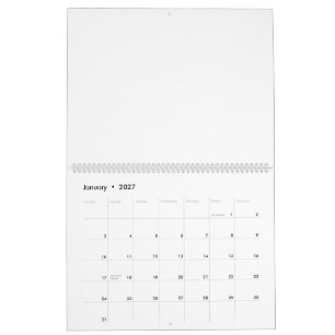 Calendario 11" x 14,25" Dos Páginas Grande Blanc