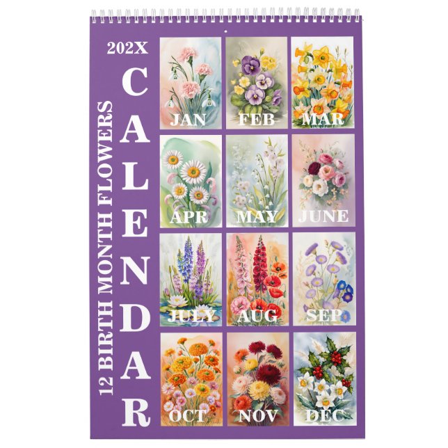 Calendario 12 Birth Month Flowers 2026 Wall Calendar (Tapa)