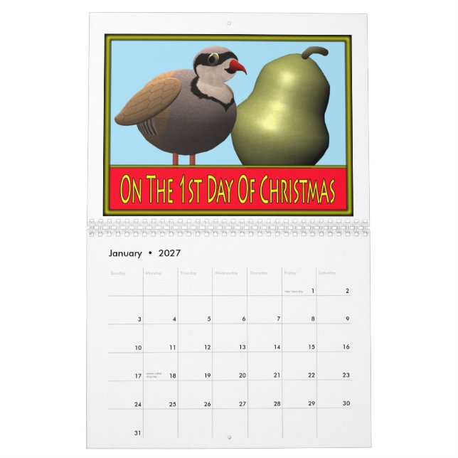Calendario 12 días de navidad (Jan 2027)