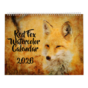 Calendario 12 encantadoras pinturas en acuarela de zorro rojo