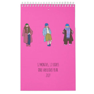Calendario 12 Meses 12 Looks, Arte de Moda Lindo
