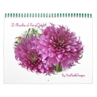 Calendario 12 meses de flores florales