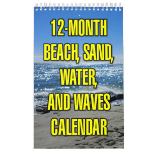 Calendario 12 Meses de Playa, Arena, Agua y Olas