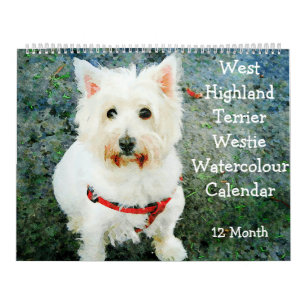 Calendario 12 Meses Month West Highland Terrier Perros Westie