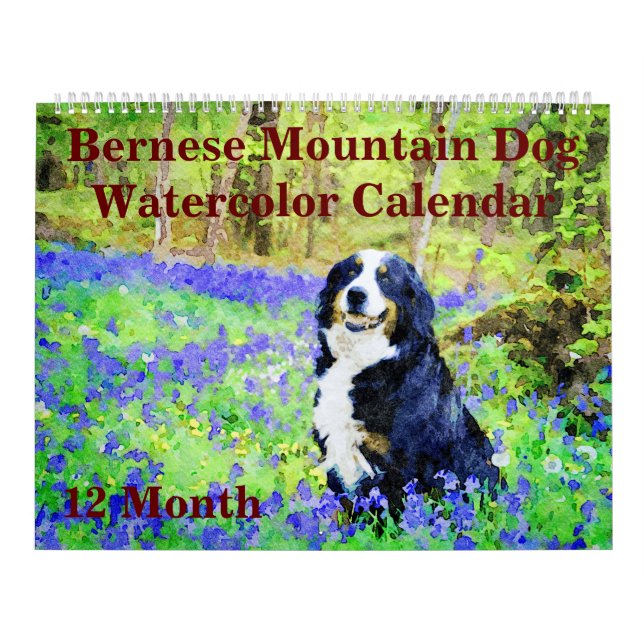 Calendario 12 meses Regal Bernese Mountain Dogs Watercolor (Tapa)