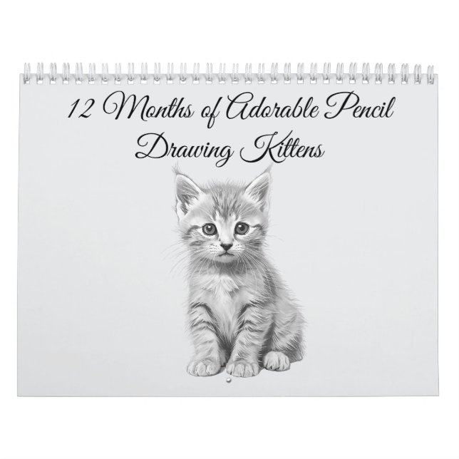 Calendario 12 Months of Adorable Pencil Drawing Kittens (Tapa)