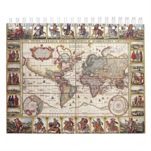 Calendario 1652 mapa del mundo, mapa del mundo del atlas del (Tapa)