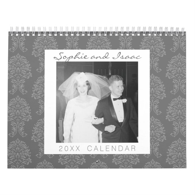 Calendario 17 patrones de Collage de fotos y Damasco (Tapa)
