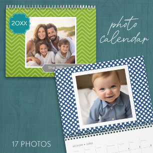 Calendario 17 Plantilla de familia de fotos y patrones colori