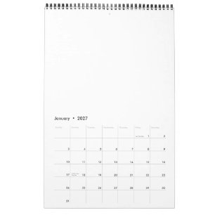 Calendario   17" x 11" Página Sencilla Negro Media