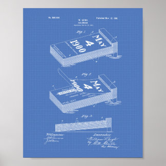 Calendario 1901 Patente Arte Plano Azul