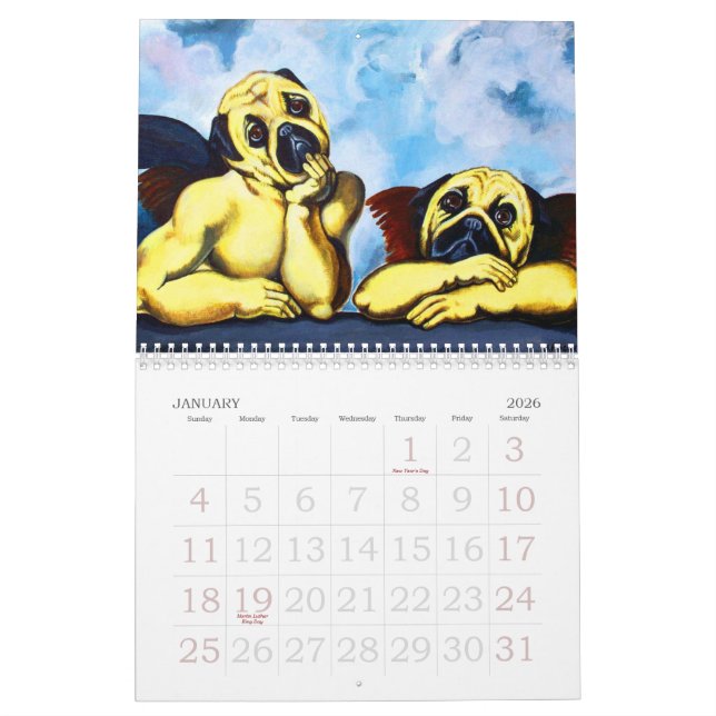 Calendario $19,95 de PugArt (Jan 2026)