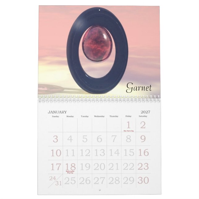 Calendario 2008 de Birthstone (Jan 2027)