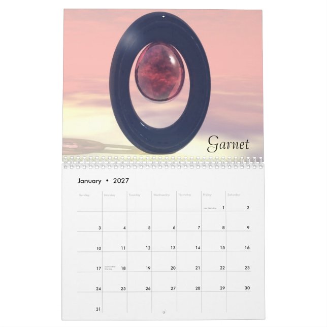 Calendario 2009 de Birthstone (actualizado) - (Jan 2027)