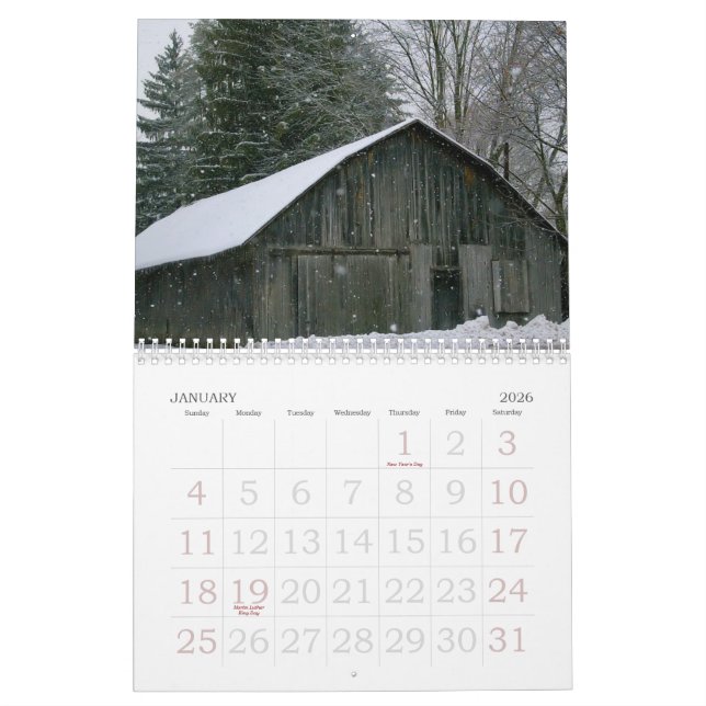 Calendario 2009 - Graneros de Pennsylvania central (Jan 2026)