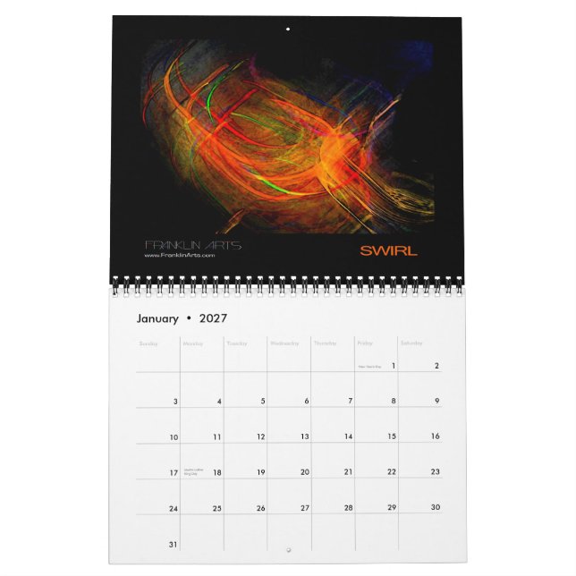 Calendario 2010 del arte abstracto de los artes de (Jan 2027)