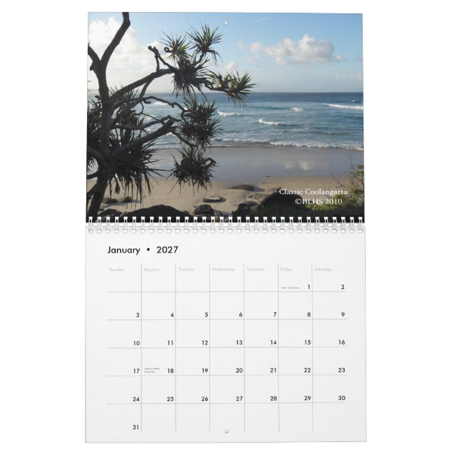 Calendario 2011 del área de Coolangatta (Jan 2027)