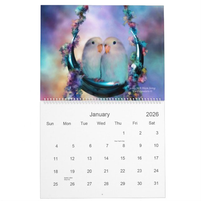 Calendario 2011 del arte de los pájaros del amor (Jan 2026)