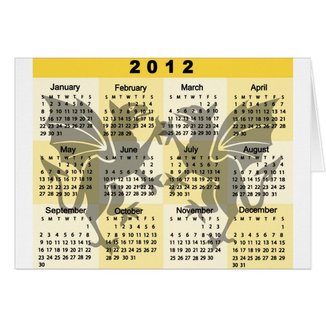 Calendario 2012 con la impresión de Gryphons (Anverso (Horizontal))