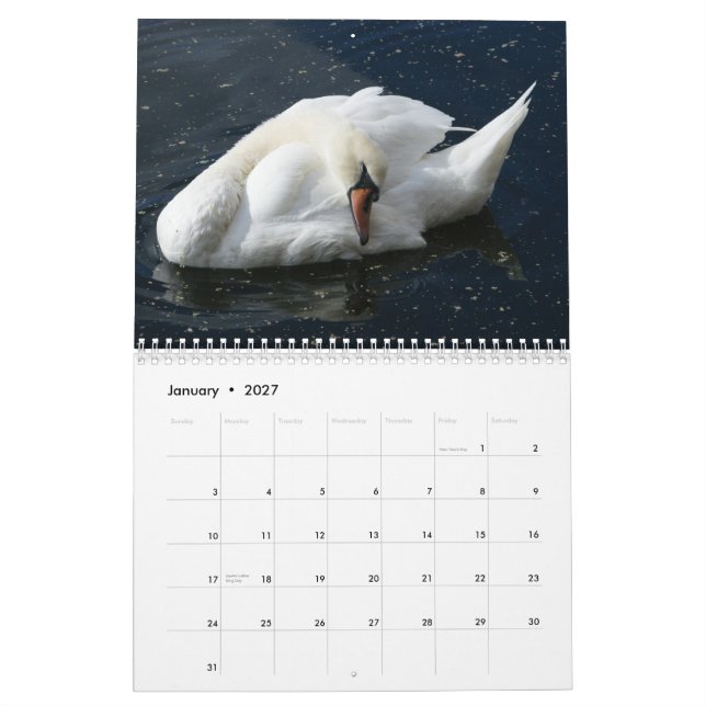 Calendario 2012 del cisne (Jan 2027)