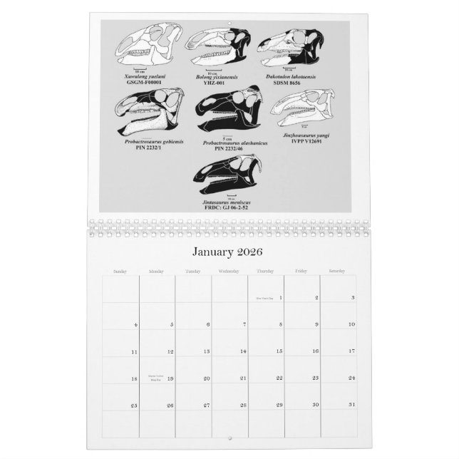 CALENDARIO 2012 DEL CRÁNEO DEL HADROSAUR (Jan 2026)