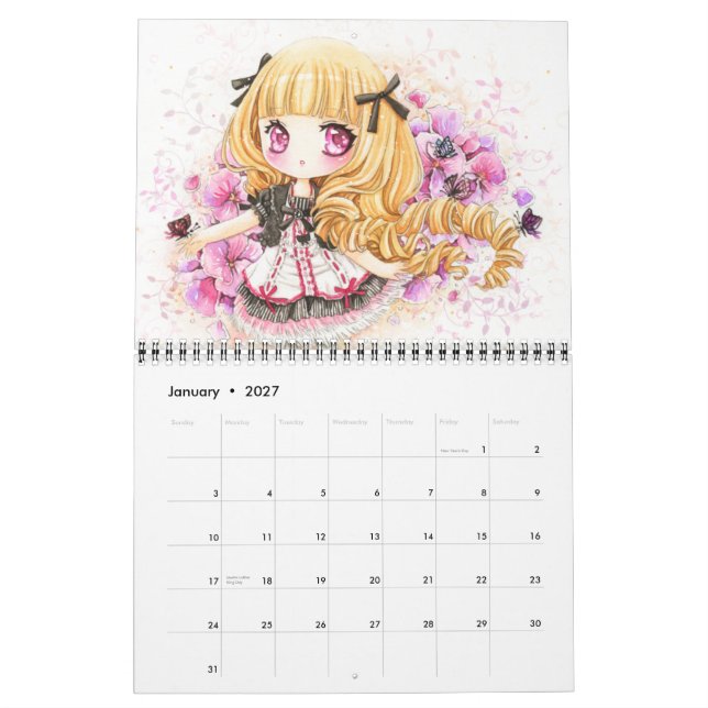 Calendario 2013 - Chicas hermosos del chibi del (Jan 2027)