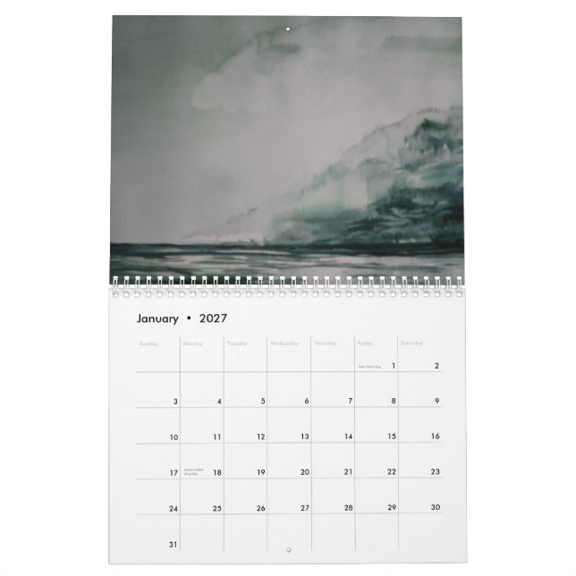Calendario 2013 de la acuarela (Jan 2027)
