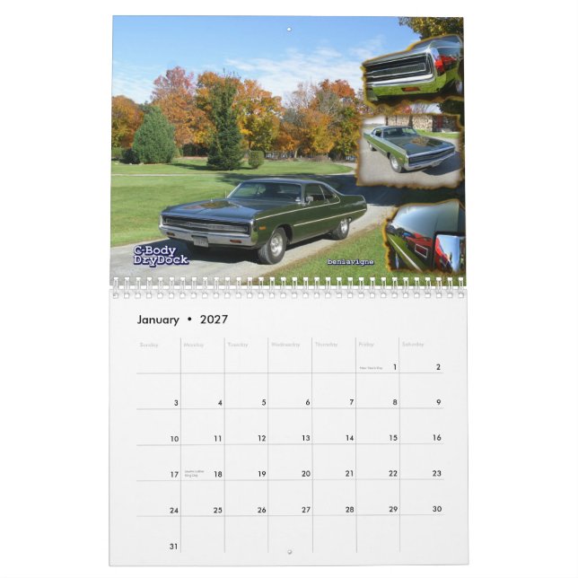 Calendario 2013 de Mopar del C-Cuerpo (Jan 2027)
