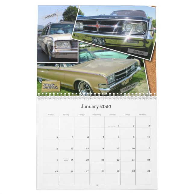 Calendario 2013 de Mopar del C-Cuerpo (Jan 2026)