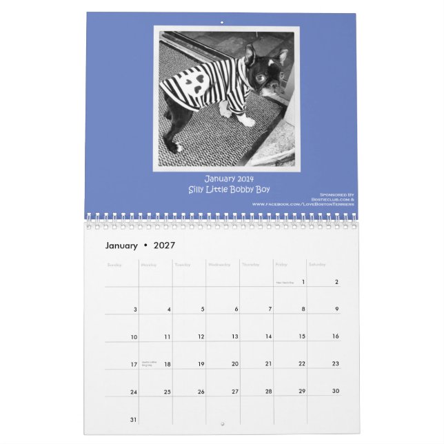 Calendario 2014 de Boston Terrier (Jan 2027)