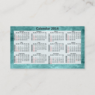 Calendario 2014 de la tarjeta de visita