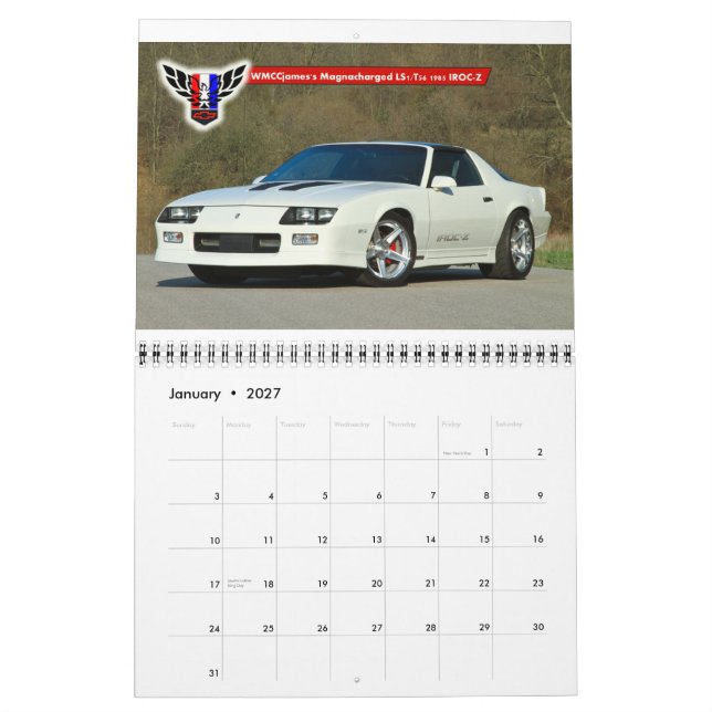 Calendario 2014 de Michigan FBody (12 meses) (Jan 2027)