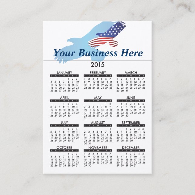 Calendario 2015 de la tarjeta de visita American (Anverso)