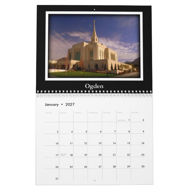 Calendario 2015 del templo de Utah calendario de (Jan 2027)