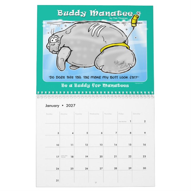 Calendario 2015 sea un compinche para el Manatee del (Jan 2027)