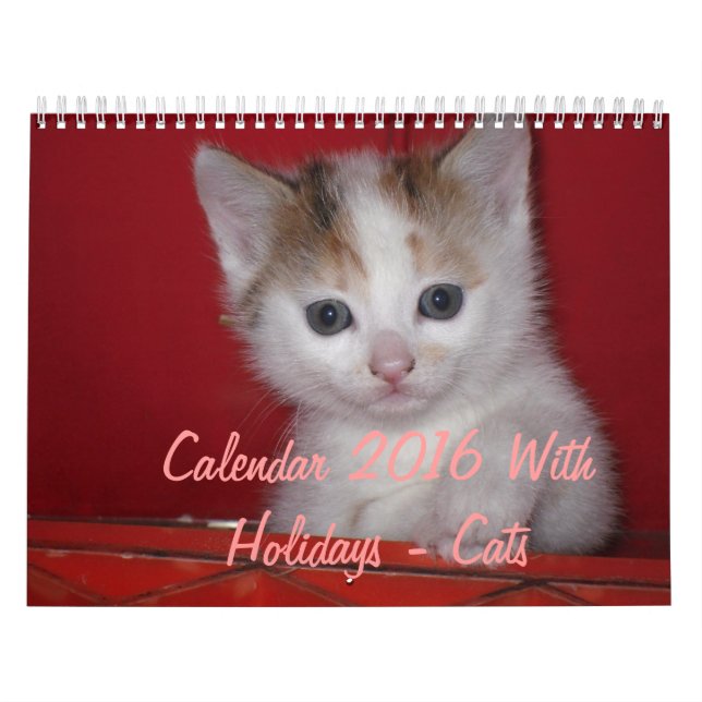 Calendario 2016 Con Vacaciones - Gatos (Tapa)