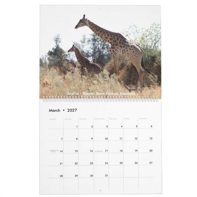 Calendario 2018 de las fotos de la fauna (Mar 2027)