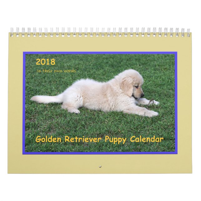 Calendario 2018 del perrito del golden retriever (Tapa)
