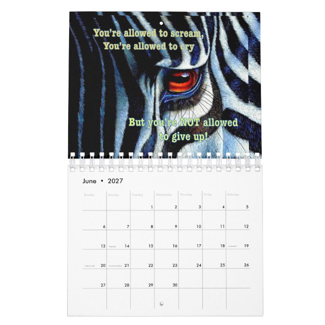 Calendario 2019 de la cebra (Jun 2027)