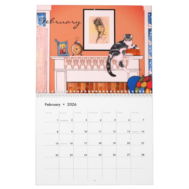 Calendario 2019 del gato del artista (Feb 2026)