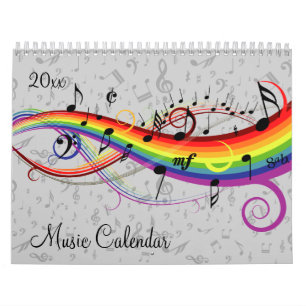 Calendario 2019 música elegante y notas musicales