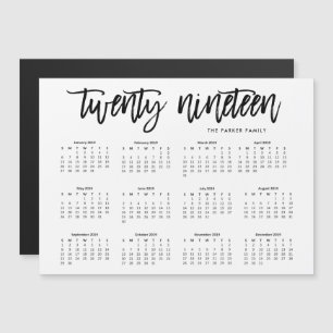 Calendario 2019  Tarjeta magnética moderna de la 
