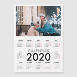 Calendario 2020 con foto básica blanco negro mínim