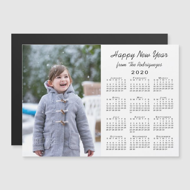 Calendario 2020 Fotografía moderna Feliz Año Nuevo (Anverso/Reverso)