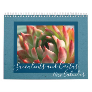 Calendario 2020 Modern Script Succulents and Cactus