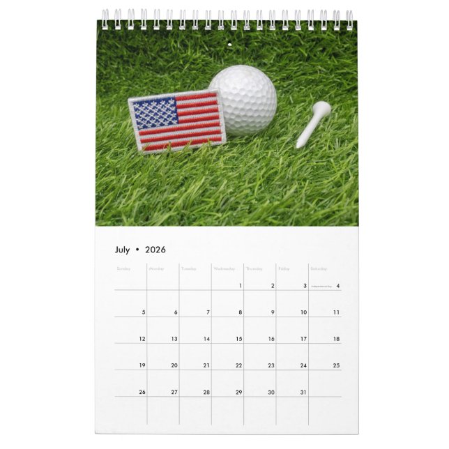 Calendario 2020 para golfistas con bola de golf en (Jul 2026)