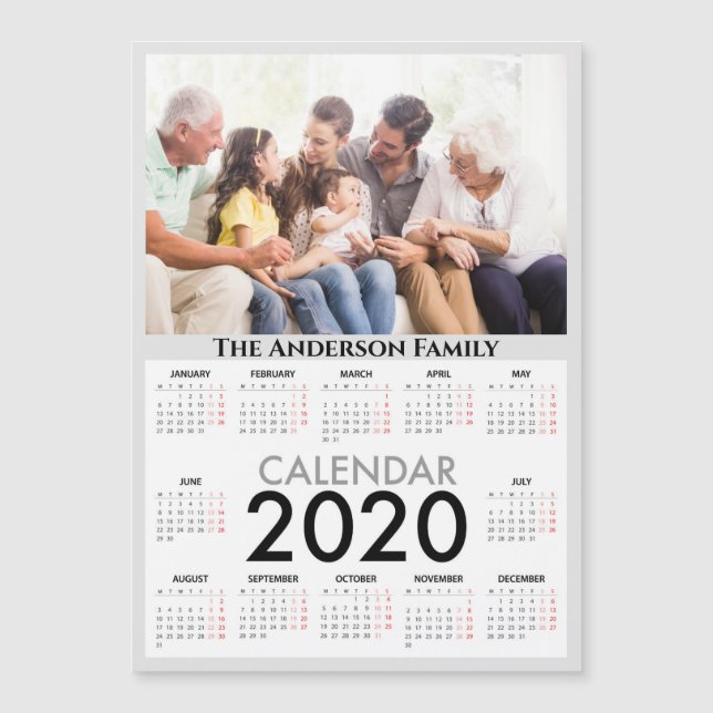 Calendario 2020 personalizable con tu foto y nombr (Anverso)